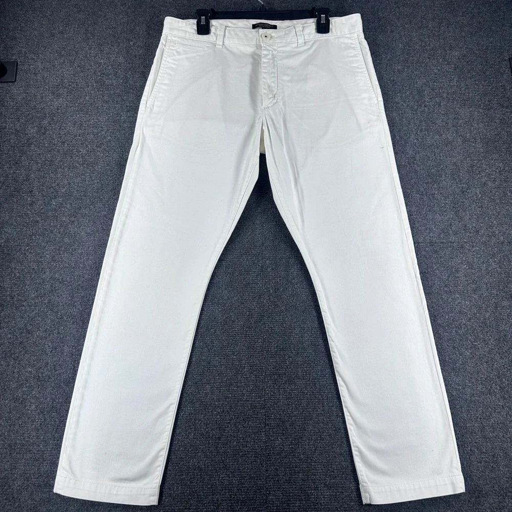 Banana Republic Fulton Skinny Pants Mens 33x30 White Chino Trousers Stretch